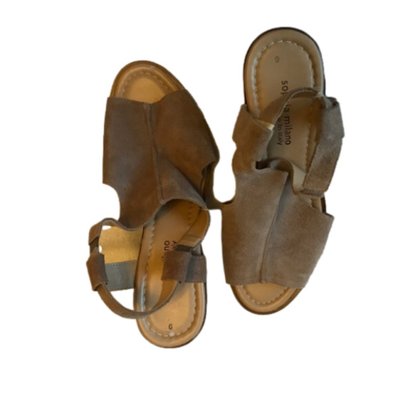 SOPHIA Milano suede wedge heel shoes tan size 9. - Picture 1 of 7
